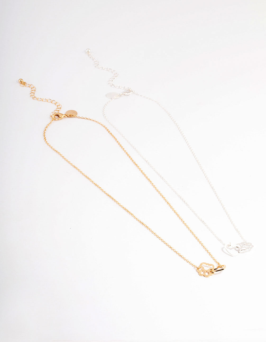 Mixed Metal Heart & Paw Link Necklace