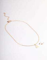 Gold Bunny Pendant Necklace & Stud Earrings Set - link has visual effect only
