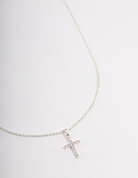 Silver Plated Cubic Zirconia Cross Fine Chain Necklace - link has visual effect only