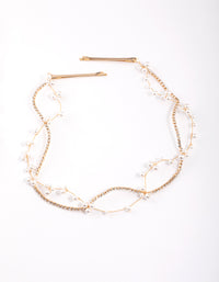 Gold Diamante Pearl Twist Hair Drape - link has visual effect only