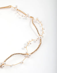 Gold Diamante Pearl Twist Hair Drape - link has visual effect only
