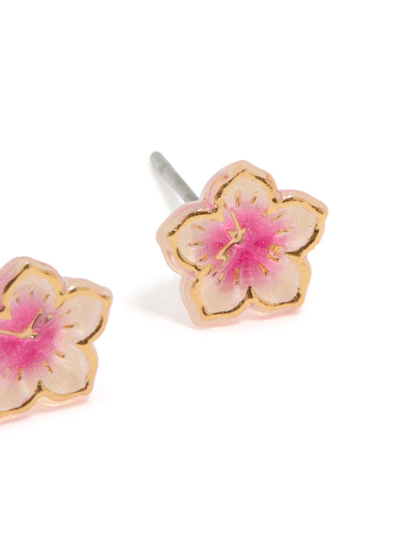 Gold Mini Frangipani Stud Earrings