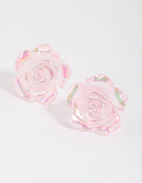 Pink Rose Bloom Stud Earrings - link has visual effect only
