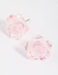 Pink Rose Bloom Stud Earrings - link has visual effect only
