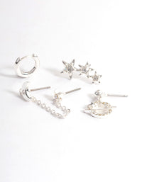 Silver Star Crawler Stack Earrings - link has visual effect only