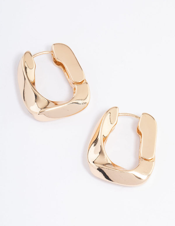 Gold Thick Twist Huggie Earrings