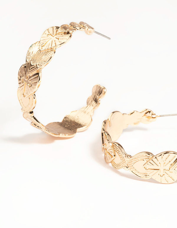 Gold Alternative Heart Hoop Earrings