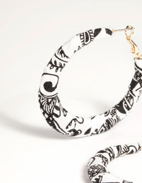 Gold Black & White Print Hoop Earrings - link has visual effect only