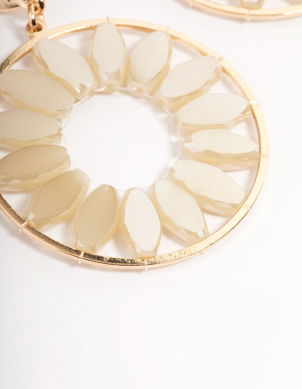 Gold Pointed Bead Flower Earrings