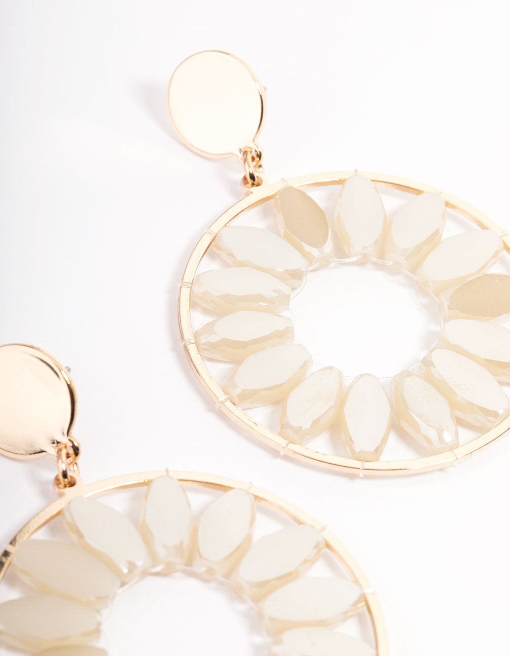 Gold Pointed Bead Flower Earrings