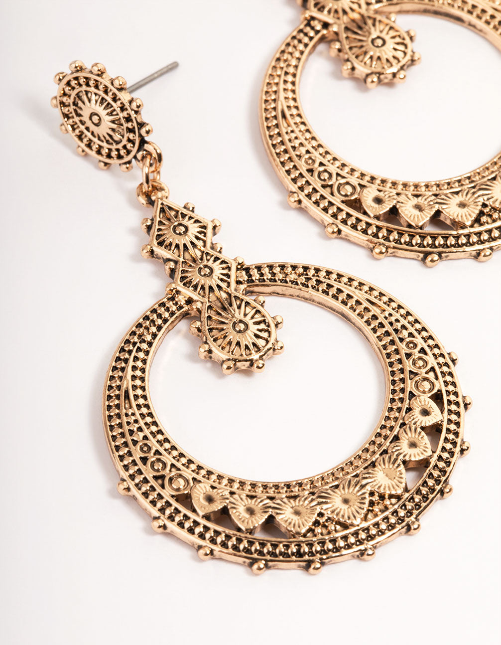 Gold Western Ring Drop Earrings