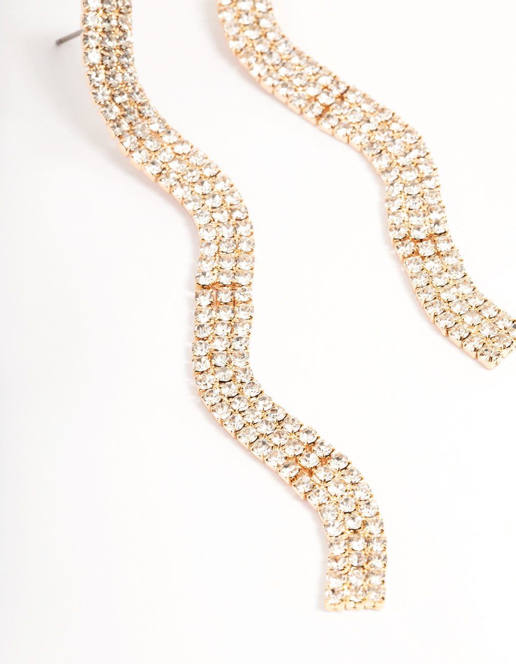 Gold Wavy Bling Drop Earrings