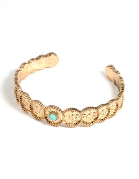 Gold Rounded Turqouise Bangle - link has visual effect only