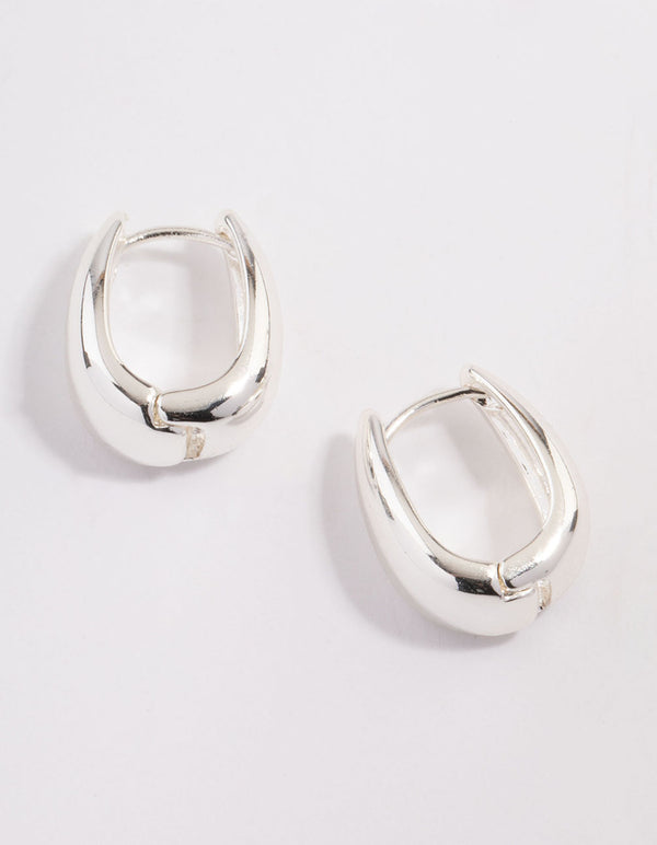 Silver Plated Brass  Boho Taper Hoop Earrings