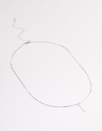 Silver Flat Chain Stick Necklace - link has visual effect only