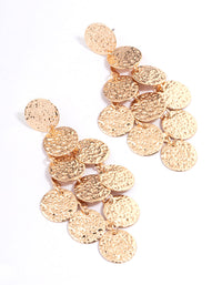 Gold Hammered Tier Round Drop Earrings - link has visual effect only