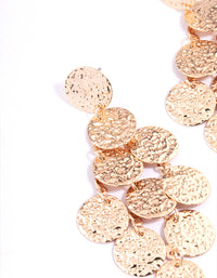 Gold Hammered Tier Round Drop Earrings - link has visual effect only