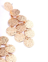 Gold Hammered Tier Round Drop Earrings - link has visual effect only