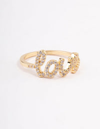 Gold Plated Love Script Ring - link has visual effect only