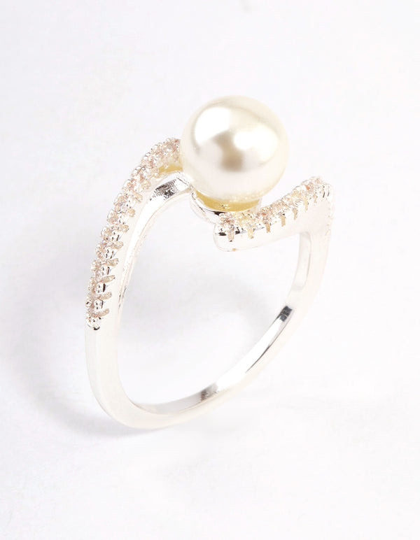 Silver Plated Wrapped Pearl Ring