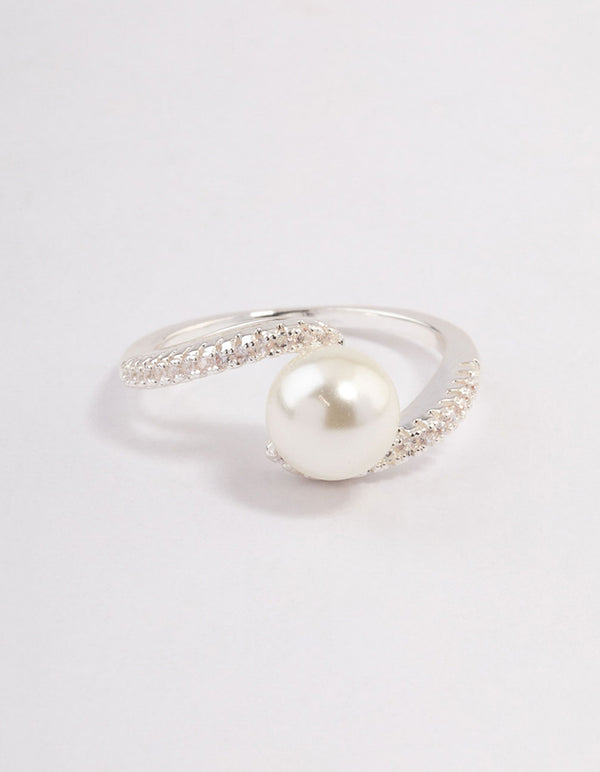 Silver Plated Wrapped Pearl Ring