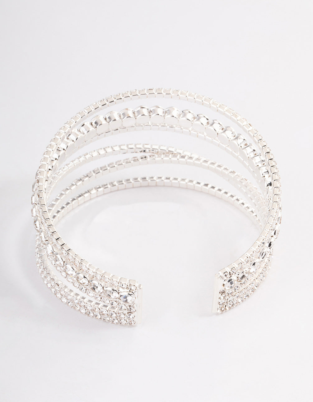 Silver Criss Cross Cupchain Wrist Cuff