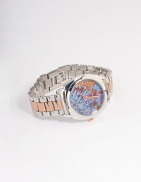 Mixed Metal Multi-Coloured Link Watch - link has visual effect only