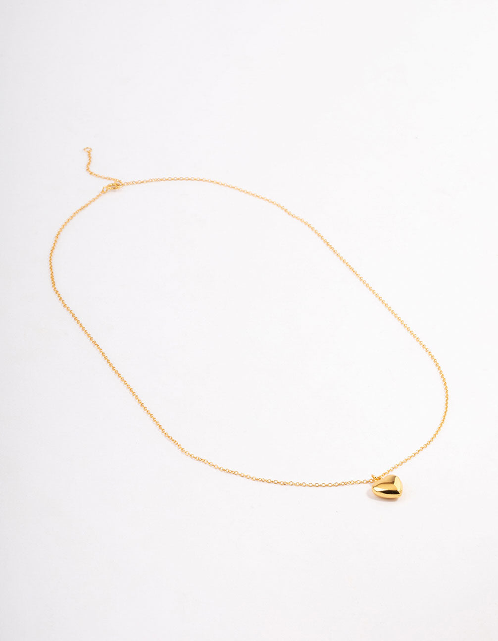 Gold Plated Sterling Silver Puffed Heart Necklace