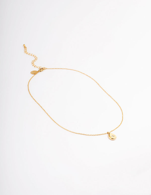 Waterproof Gold Plated Stainless Steel Teardrop Stone Pendant Necklace