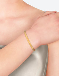Waterproof Gold Plated Stainless Steel Subtle Twist Wrist Cuff - link has visual effect only