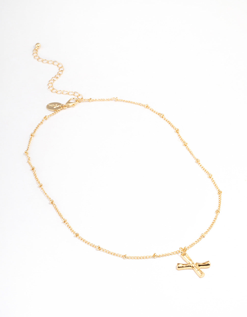 Letter 'X' Gold Plated Bamboo Initial Necklace