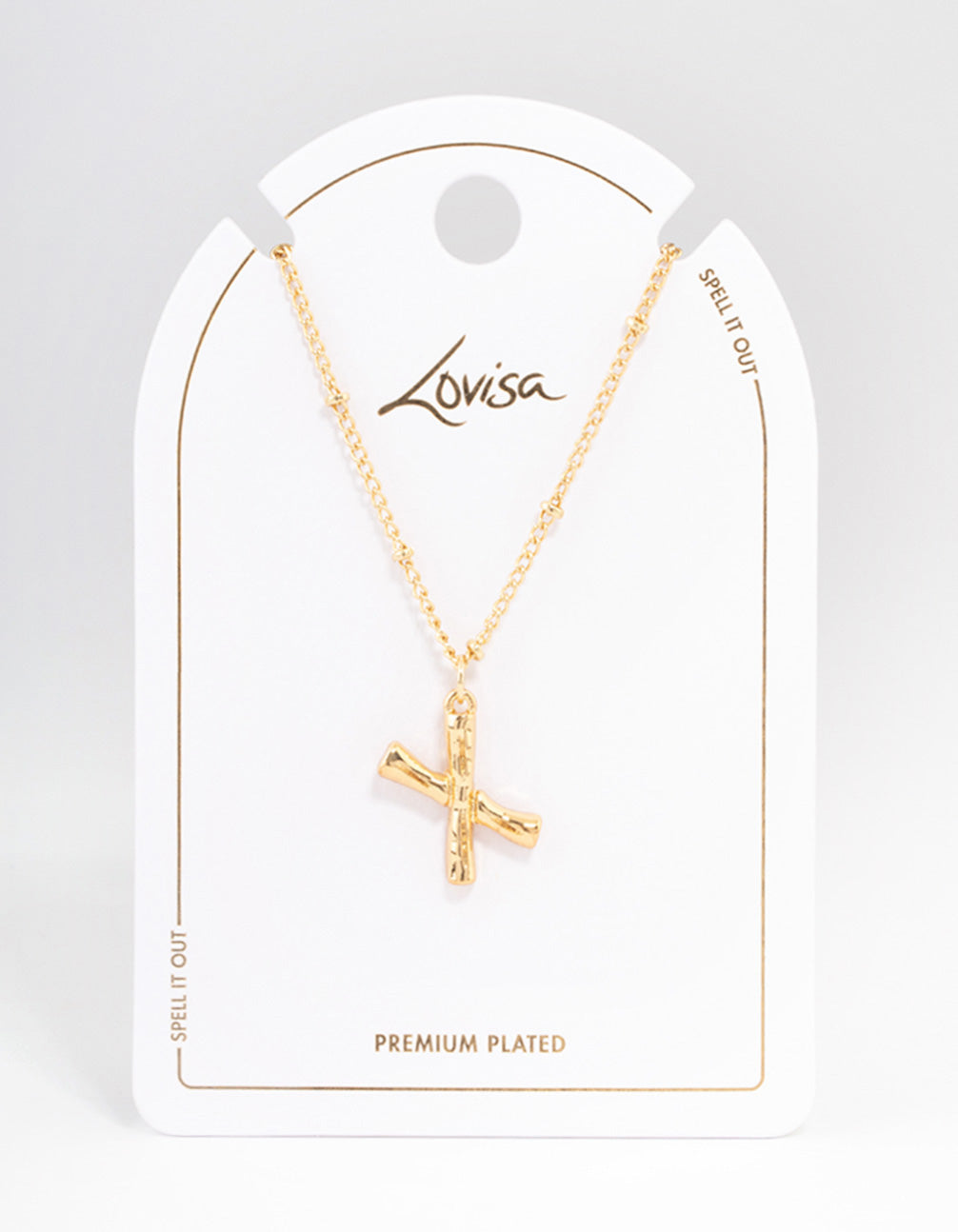 Letter 'X' Gold Plated Bamboo Initial Necklace