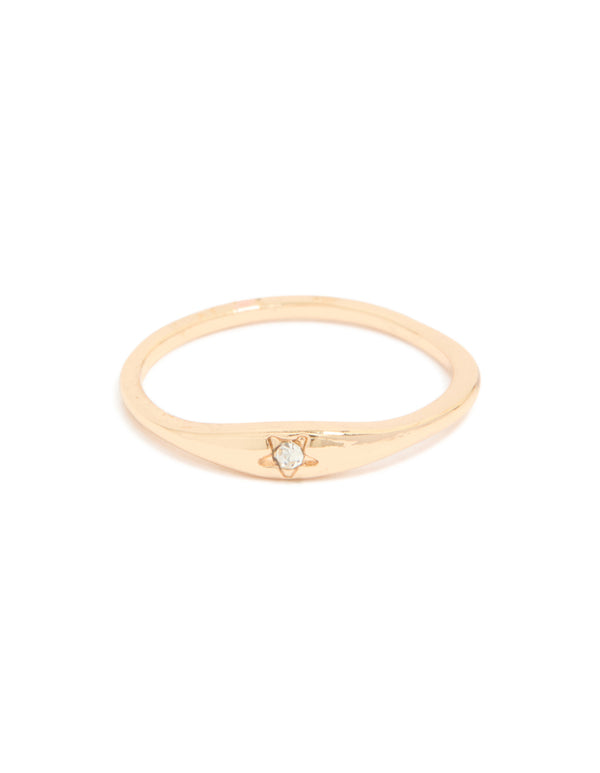 Gold Solitaire Tapered Ring