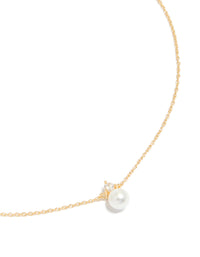 Gold Plated Sterling Silver Pearl Cubic Zirconia Necklace - link has visual effect only