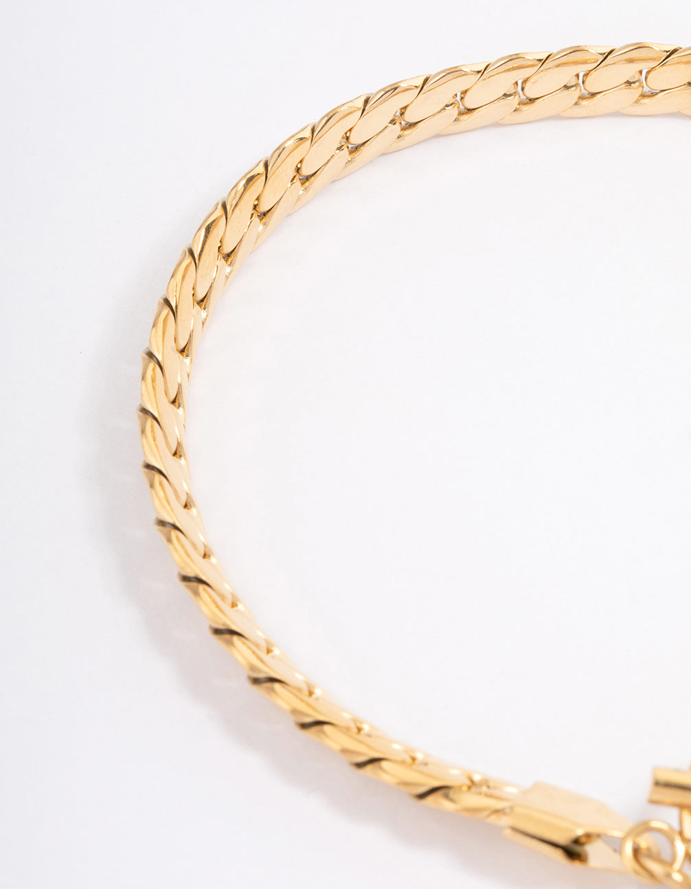 Waterproof Gold Plated Stainless Steel Heart Fob Flat Chain Bracelet