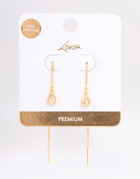 Gold Plated Thread Through Cubic Zirconia Earrings - link has visual effect only
