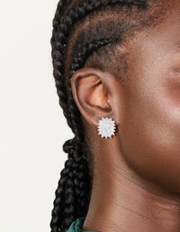 Silver Plated Statement Cubic Zirconia Stud Earrings - link has visual effect only