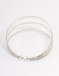 Silver Plated Trio Row Wrist Cuff - link has visual effect only