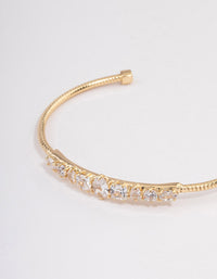 Gold Plated Gradual Cubic Zirconia Wrist Cuff - link has visual effect only