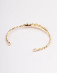 Gold Plated Gradual Cubic Zirconia Wrist Cuff - link has visual effect only