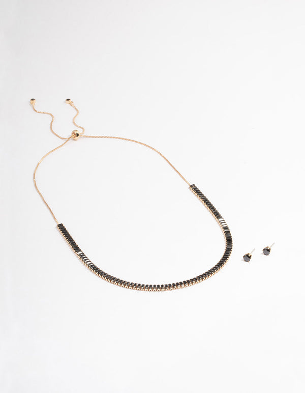 Gold Baguette Jewellery Set