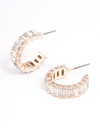 Rose Gold Multi Baguette Huggie Earrings - link has visual effect only