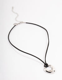 Silver Organic Oval Suede Cord Necklace - link has visual effect only