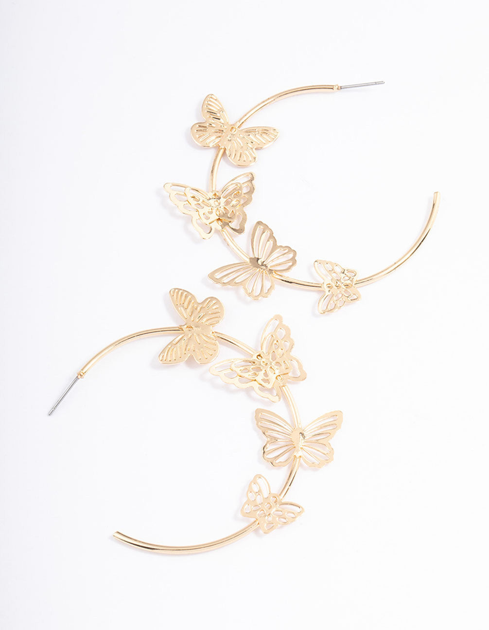 Gold Large Butterfly Hoop Earrings Lovisa