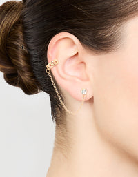 Gold Chainlink Cuff & Diamante Chain Earrings - link has visual effect only