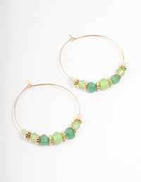 Green Mixed Facet Beaded Hoop Earrings - link has visual effect only