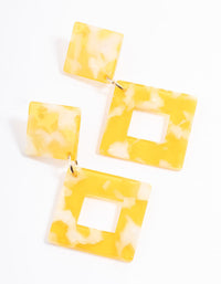 Yellow Acrylic Open Square Drop Earrings - link has visual effect only