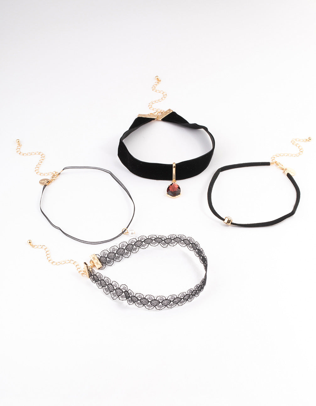 Gold Lace Teardrop Choker 4-Pack