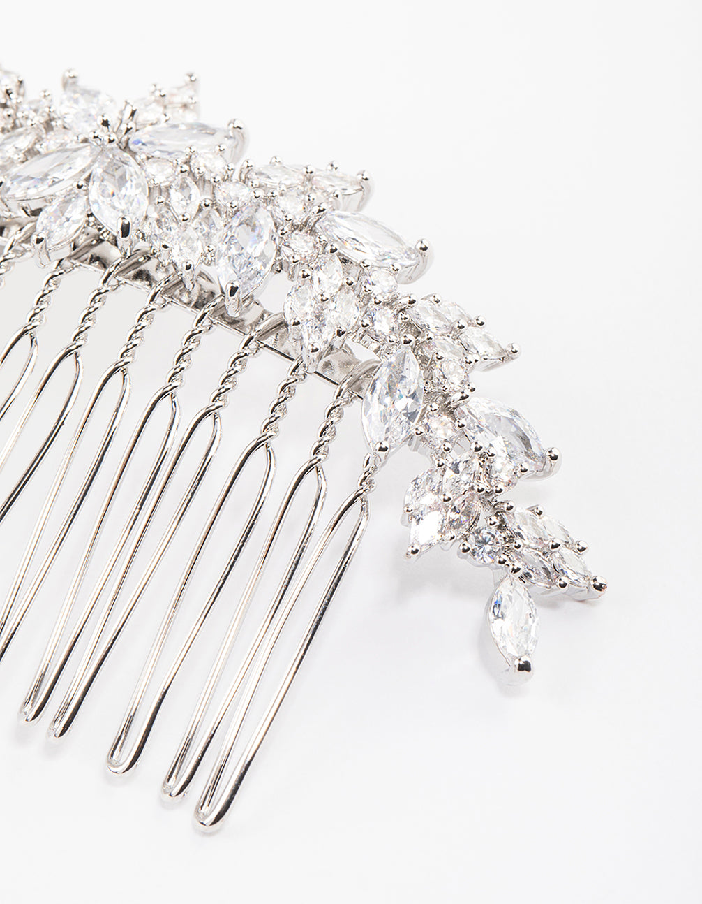 Silver Cubic Zirconia Floral Arch Hair Comb