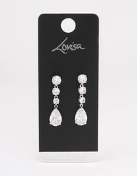 Silver Graduating Stone Pear Drop Earrings - link has visual effect only